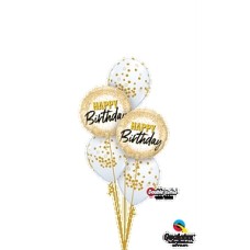 Gold Happy Birthday Spots Balloon Bouquet